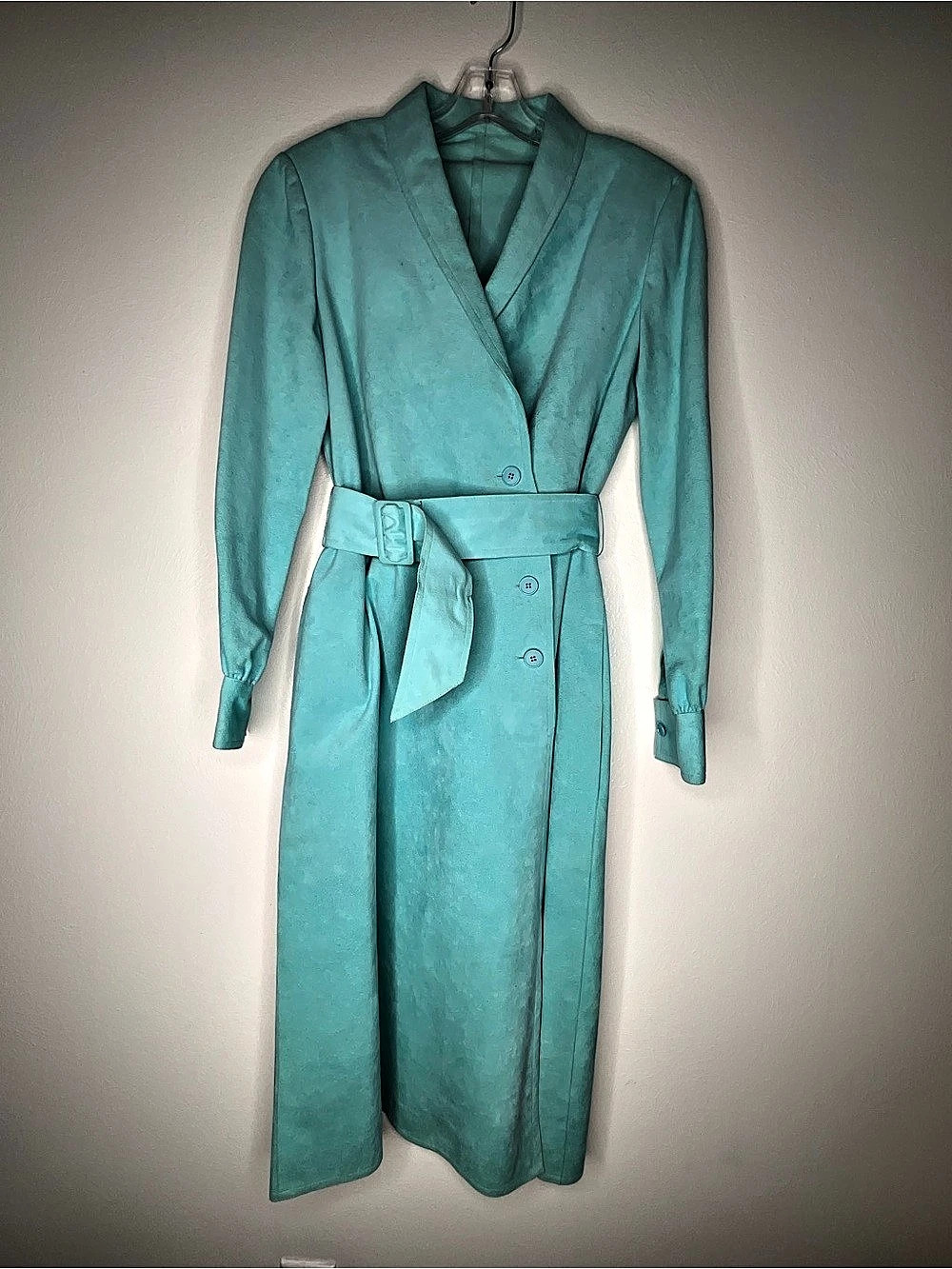 Vintage Handmade Ultra Suede Wrap Midi Dress Size 12 Like New